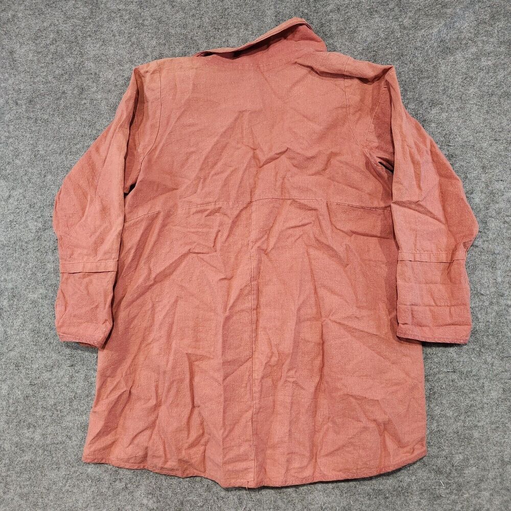 VTG Bluefish Womens 1 Hemp Linen Red Button Up Shirt Jacket Oversized - Picture 12 of 14